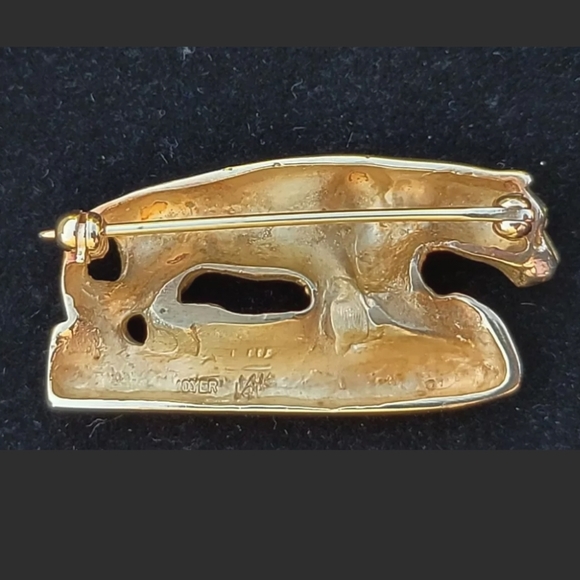 14k Yellow Gold Panther Cougar Brooch Pin-Designer Estate Jewelry 10.2gm - Picture 5 of 12